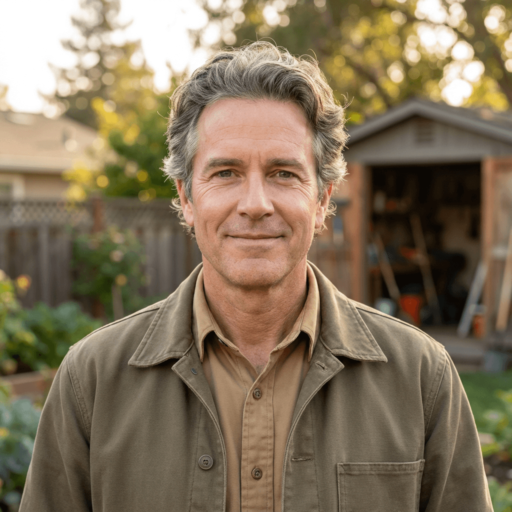 Male homeowner in his early 50s, White, relaxed and approachable
